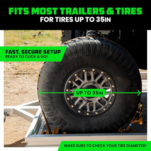 Image of Rhino USA Wheel Chock Tie Down Kit (4,500lb) - 4 Straps & 8 Chocks