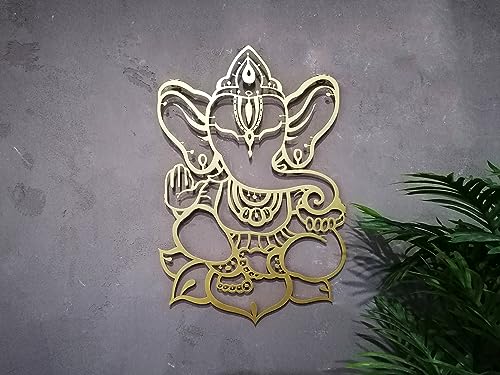 Metal Gold Ganesha Wall Decor 14 inch