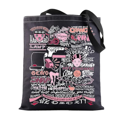 BWWKTOP Elle Woods Canvas Tote Bag Elle Woods Fans Gifts Lawyer Movie Inspired Shoulder Bag For Women (Wet your hair BL)