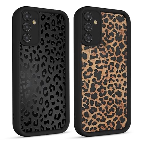 Saqmkil 2 Pièces Coque pour Samsung Galaxy A26 5G 6,64'', Étui avec Aesthetic Léopard Motif Design, Souple TPU Silicone Antichoc Femme Fille Full Caméra Protection Housse Etui Bumper Cover - Noir