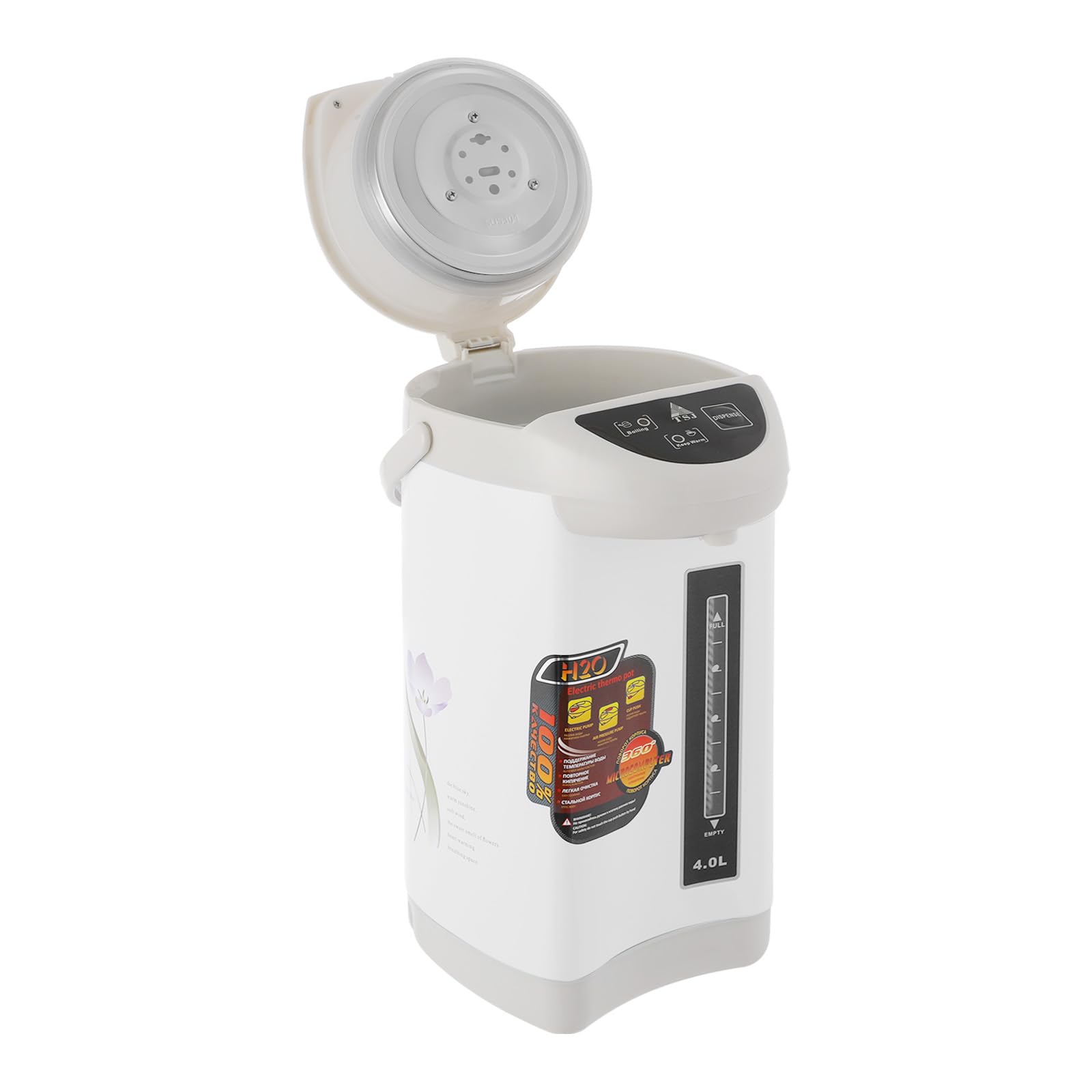 Dispensador de agua caliente de acero inoxidable de 4 litros, dispensador de agua, tetera, 750 W, termo de control de botones, depósito de agua para escuela, hogar, oficina, hotel (blanco)