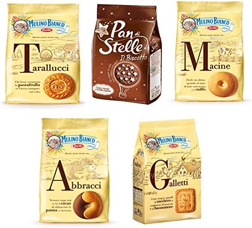 Mulino Bianco:Assorted Biscuits * Total 61.72 Ounce (1750g) * Pack of 5 [ Italian Import ]