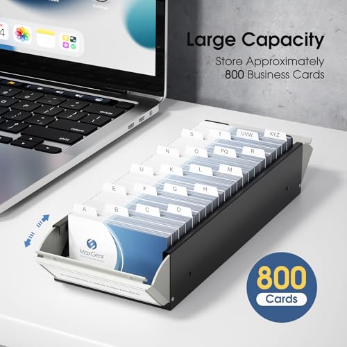 Image of MaxGear Business Card Holder for Desk, Capacity: 800 Cards (3.5 inch x 2.2 inch) (Pack of 3)