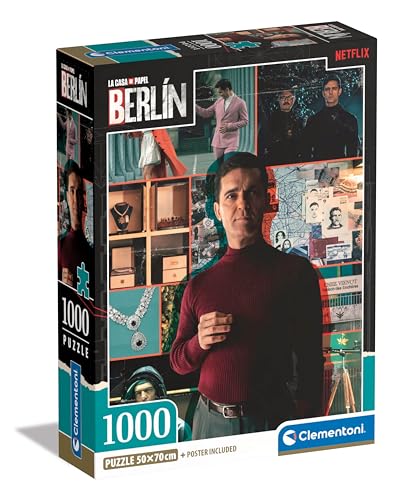 Clementoni- Berlin Puzzle-Berlin-1000 Pezzi, Puzzle Netflix La Casa di Carta/Money Heist, Verticale, Divertimento per Adulti, Made in Italy, Multicolore, 39849