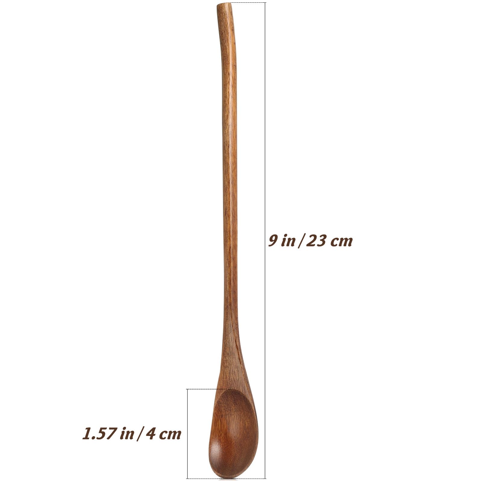 Homoyoyo Cucharas De Madera De Mango Largo Para Café y Miel, Estilo Japonés, Tamaño Pequeño, Madera Nanmu Natural, Para Postres y Aperitivos, Paquete De 2 Piezas, Uso Cocina y Bebidas
