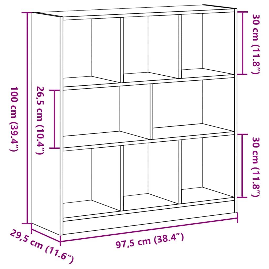Generisch Bücherregal Schwarz Eichen-Optik 97,5x29,5x100 cm Holzwerkstoff,Möbel,Regalsysteme,Bücherregale Bücherschränke-862403