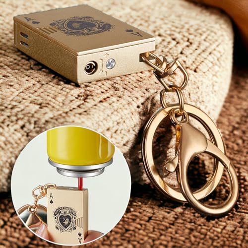 Encendedor Llavero Mini Antorcha Metal Reutilizable Dorado miniatura 4