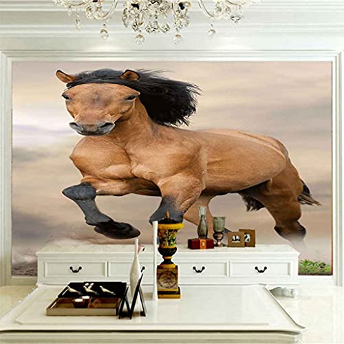Poster géant cheval marron adhésif repositionnable pour grand mur