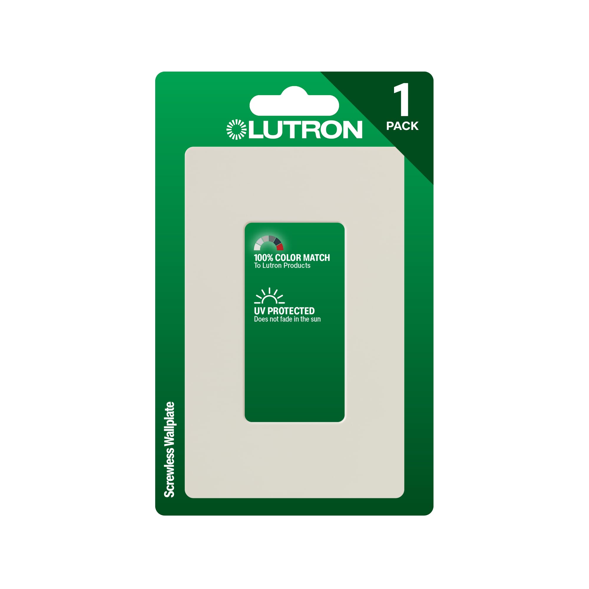 Lutron Electrical Wall Plate, Claro Decorator Screwless, 1-Gang - Light Almond