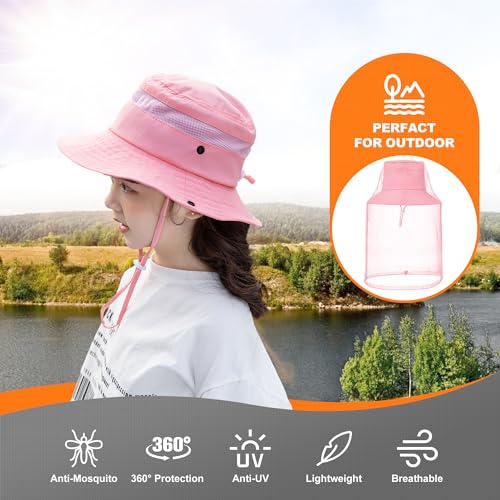 Kids Mosquito Head Net Hat - Bug Cap UPF 50+ Sun Protection for Beekeeping Garden Fishing3