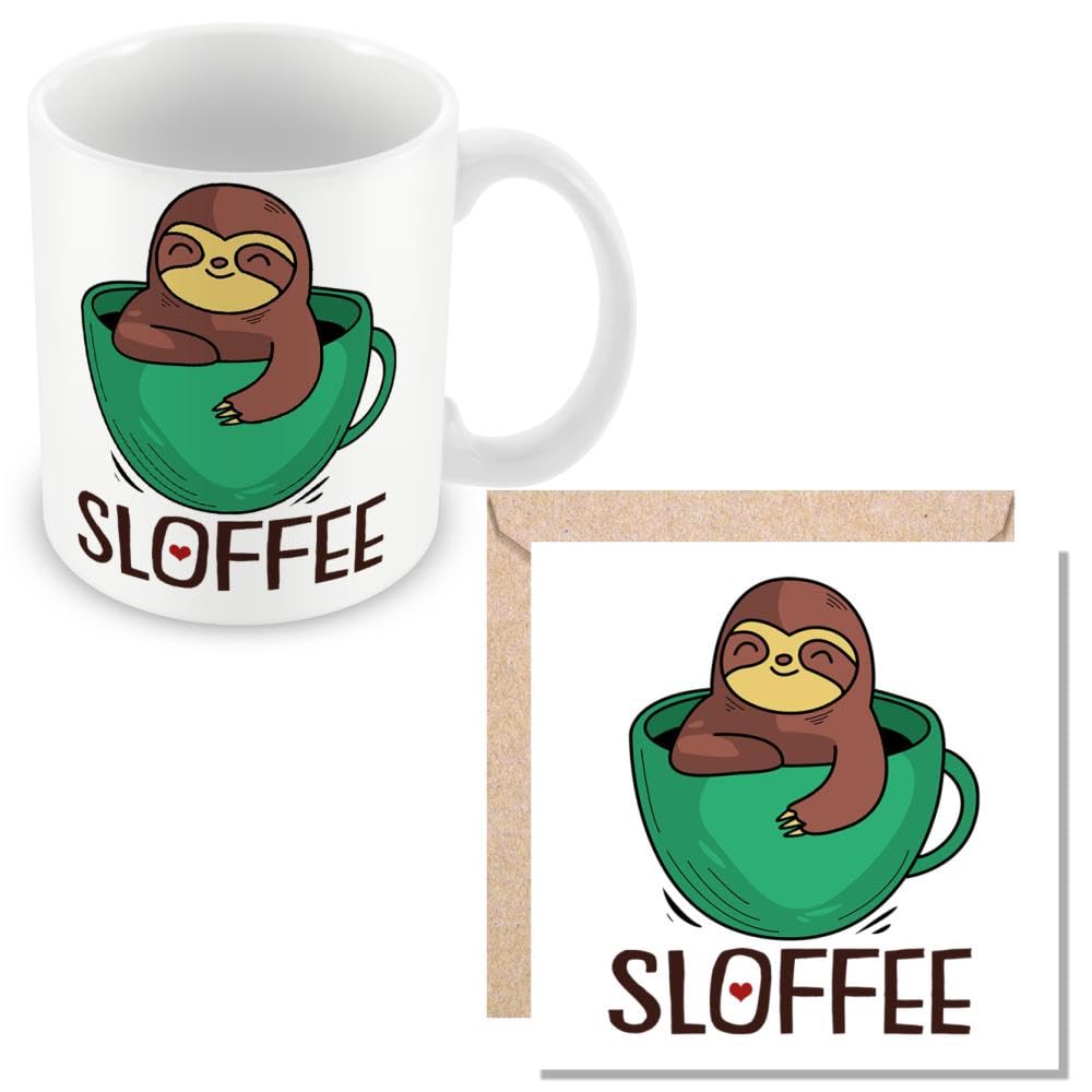 MUGGZ Sloth Gift Mug & Card - Sloffee - Giftset - Made in The UK