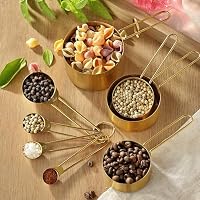 Measuring Cups and Spoons Set, Kaloo 8PCS Stainless Steel Metal Measuring Cups, Gold Finish, Ideal for Cooking and Baking — image 5