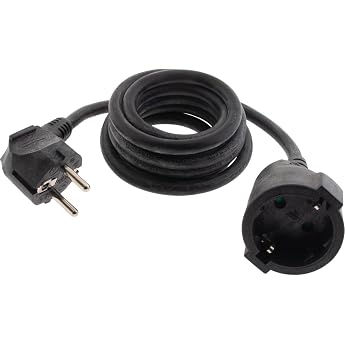 Zenitech Schuko Extension Cable HO5VV-F 3G 1.5 mm  2 m Black Electric Cable with Reinforced Insulation for Indoor Use Max. Power 3680 W at 230 V Compatible with Household Appliances