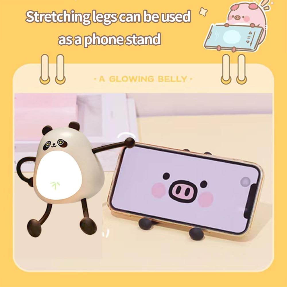 YZYOE LED Rechargeable Panda Warm Light Night Lamp, Cute Animal Bedside Light, Adjustable Limbs Can Be Used As a Phone Holder - Image 2