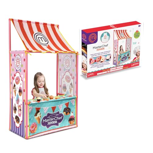 Masterchef Junior Sweet Treats - Tienda Puesto de Dulces de 137 cm, Incluye Mostrador, Delantal Oficial, Carta Menú y Pastelitos, Diversión de Cocinar y Jugar a Las Tiendas, Famosa (MTE07000)