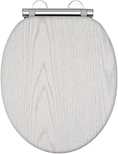 AQUALONA® Luxury White Oak Effect Toilet Seat - Soft Close MDF Moulded Wood Seat with Quick Release Button and Durable Hinges - Comfortable, Easy to Clean and Install with Universal Fittings