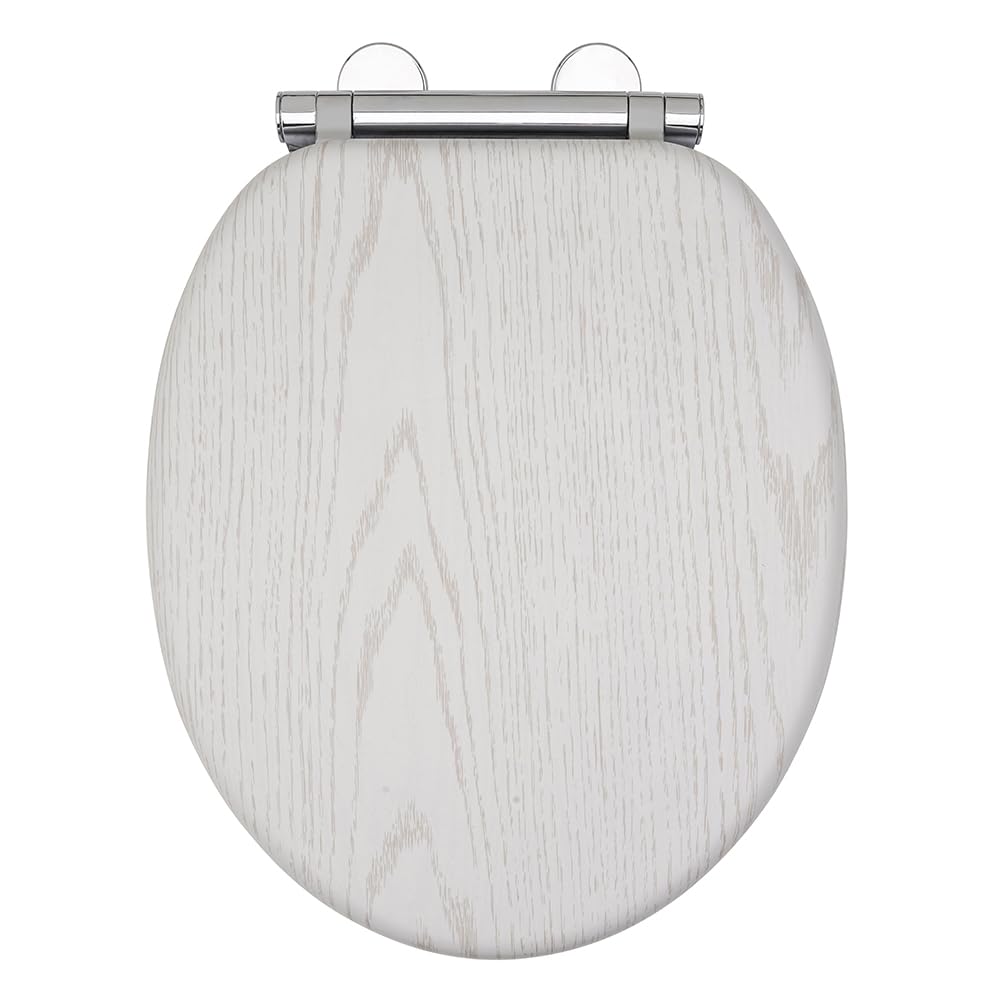AQUALONA® Luxury Grey Oak Effect Toilet Seat - Soft Close MDF Moulded Wood Seat with Quick Release Button and Durable Hinges - Comfortable, Easy to Clean and Install with Universal Fittings — view 10