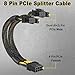 J&D 2-Pack PCIe 8 Pin to Dual 8 Pin (6+2) Power Adapter Cable, 9 Inches, with Heat-Shrink Tubing, PSU Cables for GPU, Female to Male PCIe Cord