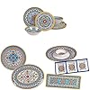 Certified international portofino 12 piece melamine dinnerware set portofino 2 piece melamine platter set multi colored large portofino 3 piece melamine hostess set multi colored  urban country home decor