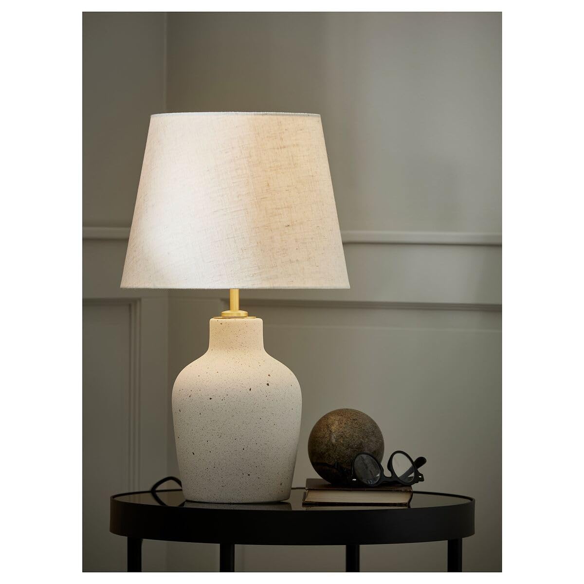 IKEA BLIDVÄDER Tischleuchte, Elfenbeinweiß Keramik/Beige, 50 cm Höhe