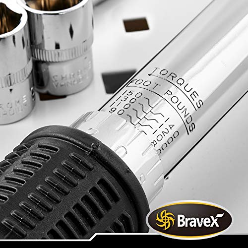 1/2-Inch Torque Wrench Drive, Click Torque Wrench kit for Bikes Car Motorcycle Multitool | Quick-Release Reversible | Non-Slip Grip |10~150 ft./lb, 14~203 Nm