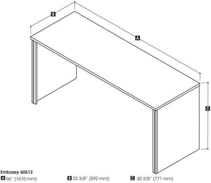 Bestar Embassy Narrow Desk Shell, 66W, Dark Chocolate