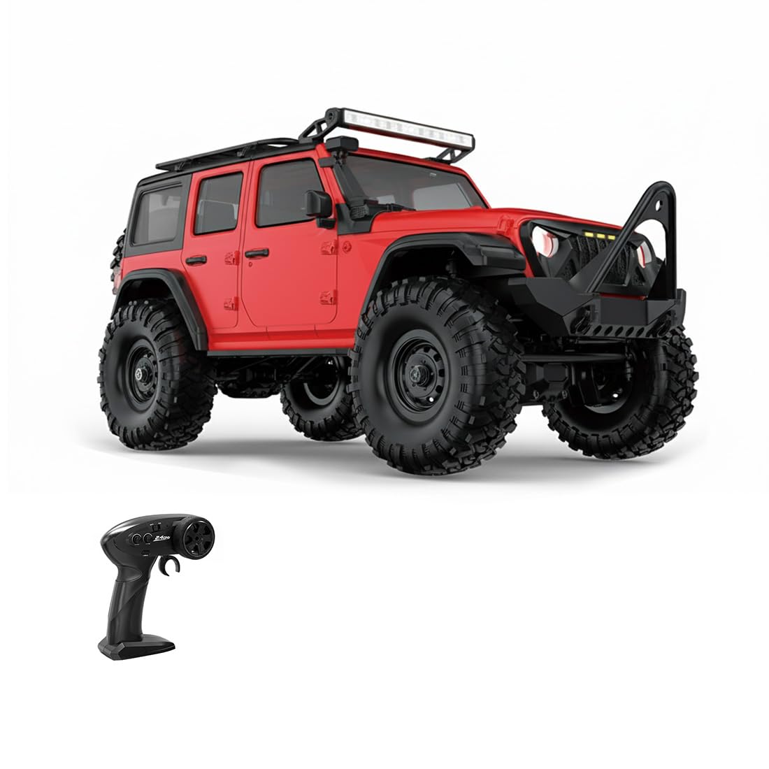 1/16 Scale RC Rock Crawler 4WD, Full Proportional Off-Road Remote Control Truck with Metal Gear Servo, Multi-Mode LED Lights, Body-on-Frame Chassis, USB Rechargeable (Red)