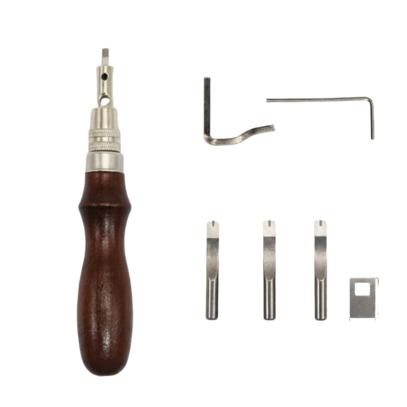Interchangeable Heads 7-in-1 Leather Groover Professional Tools 7 in 1 Leathercraft Tool Long-Lasting Multi-Function Slotter Comfortable Grip for DIY Enthusiasts, Workshop, | Edge-image-48