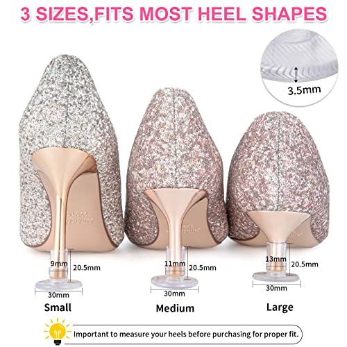 Image of WHXGQ Heel Stoppers for Grass, 42 Pairs, 3 Sizes, Clear | High Heel Protectors for Women, Wedding Shoes, Walking on Grass and Uneven Floor, S, M, L
