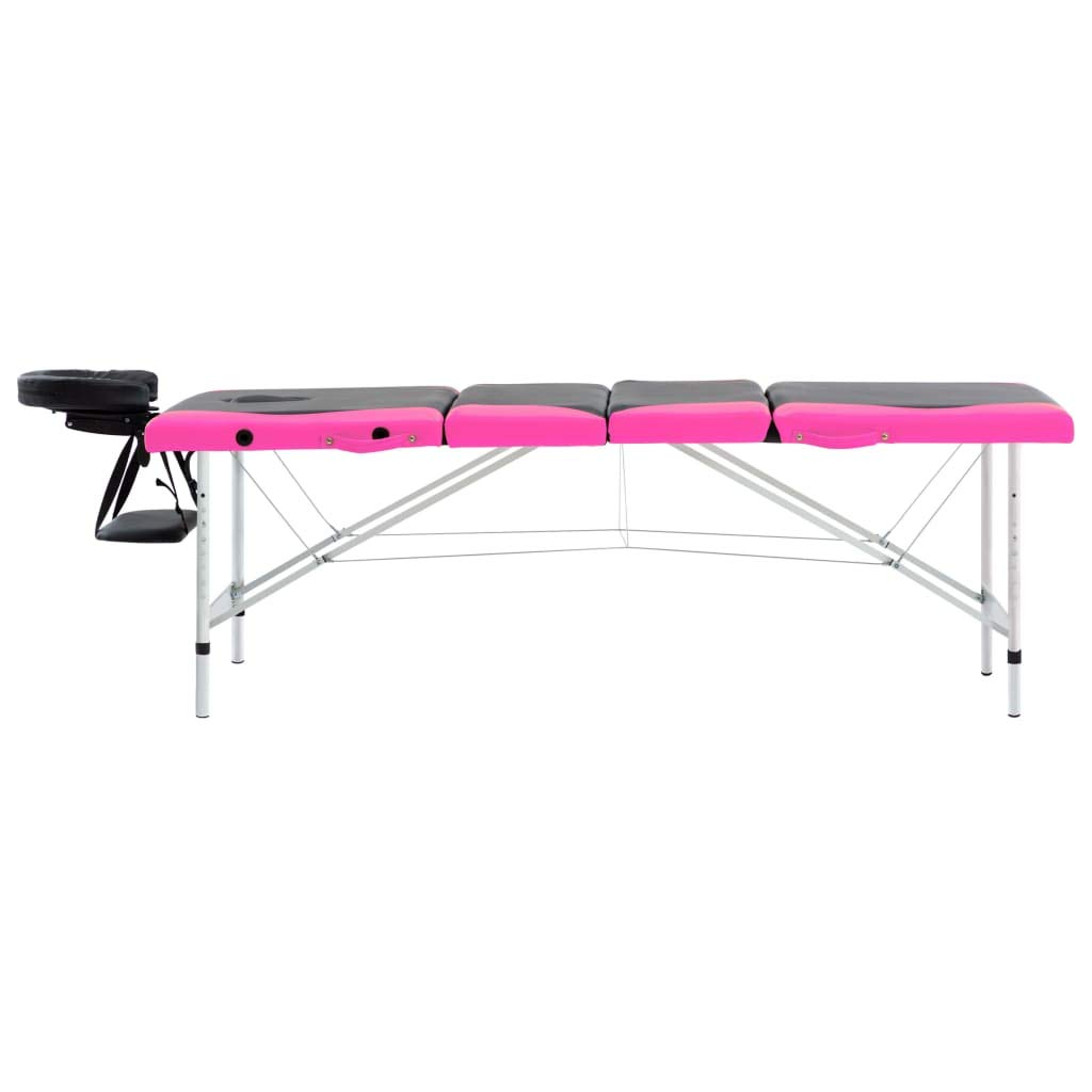 Massageliege Klappbar 4-Zonen Aluminiumgestell Schwarz und Rosa,Gesundheit & Schönheit,Körperpflege,Massage & Entspannung,Massagetische,Schwarz,23.2 kg-110248