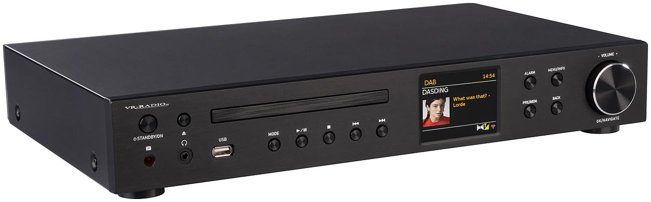 VR-Radio Radio Receiver: WLAN-Internetradio-Receiver, DAB+/UKW, CD, Bluetooth, 200 W, schwarz (DAB Tuner, Stereo DAB+ Internetradio)