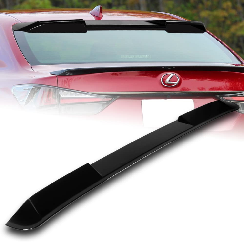 Q1-TECH, Rear Window Roof Spoiler Compatible with 2013-2020 Lexus GS350 / GS450H / GS-F Sedan Only, ABS Rear Window Roof Visor Spoiler Wing, Pearl Black, 2014 2015 2016 2017 2018 2019