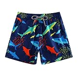APTRO Badeshorts Jungen Badehose Strandshorts Schwimmhose mit Innennetz Urluab Kurze Hose Fisch J05 10-11 Jahre