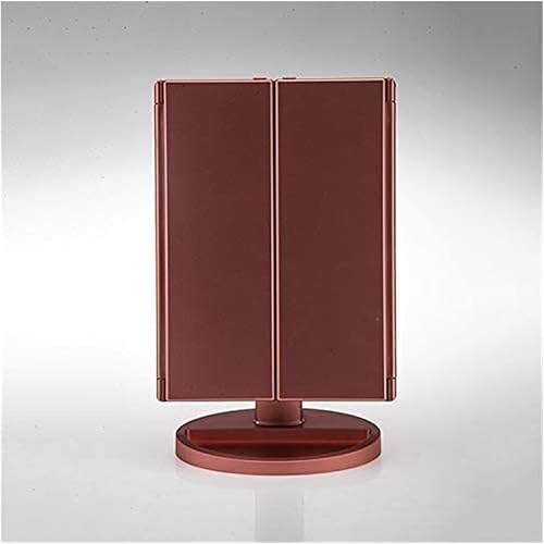 Miniatura 4 de DHAEY Espejo de tocador iluminado de tres pliegues, 16 luces LED, espejo de pantalla con botón en T, modo de fuente de alimentación doble, espejo de