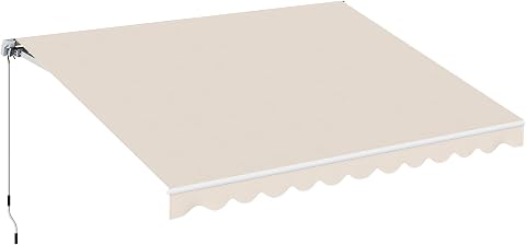 Outsunny Toldo Manual Retráctil 300x250 cm, Toldo Exterior Terraza con Ángulo Ajustable, Brazo Articulado, Montaje a Pared, Estructura de Aluminio, Anti-UV e Impermeable, para Jardín, Crema