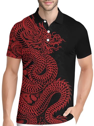 Image of PAGYMO Funny Golf Shirts for Men Crazy Printed Pattern Novelty Moisture Wicking Performance Mens Polo Shirt