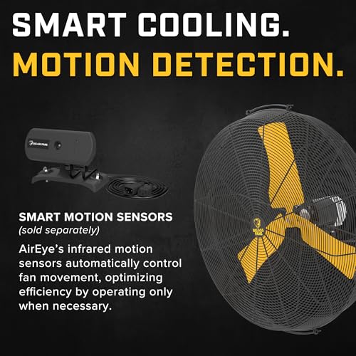 Image of Big Ass Fans AirEye 24 inch Wall Mount Fan - 120V Industrial Wall Fan, Variable Speed EC Motor, IPX5 Rated, Commercial & Outdoor Cooling, Midnight Black
