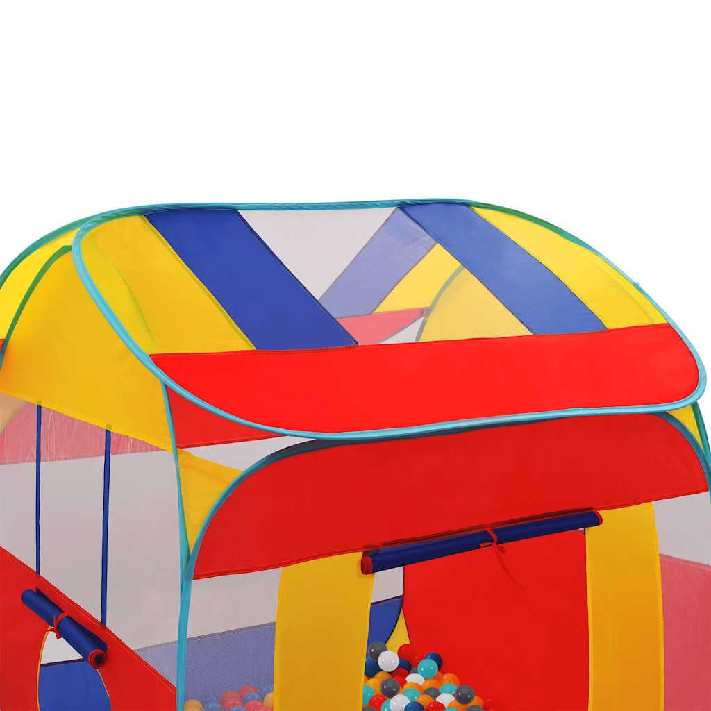 Namiot do zabawy z 550 piłkami, 123 x 120 x 126 cm, poliester i stal, kolorowy basen z piłkami do pokoju dziecięcego i ogrodu, składany, domek do zabawy w pomieszczeniach i na zewnątrz, tunel do