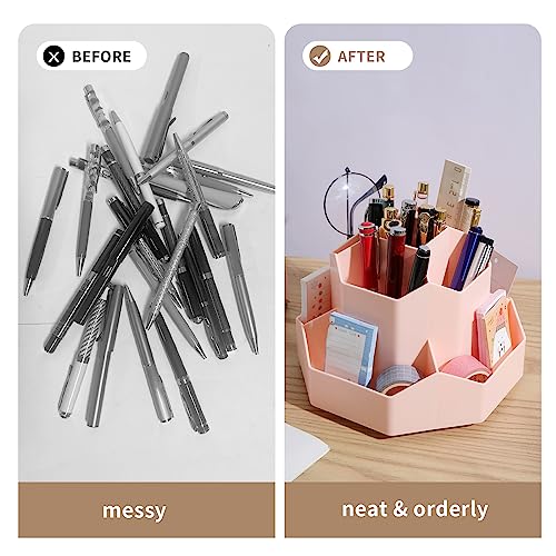 Image of INSTOME Desktop Organizer with Pencil Holders 360Rotating Pen Holder 9 Compartments