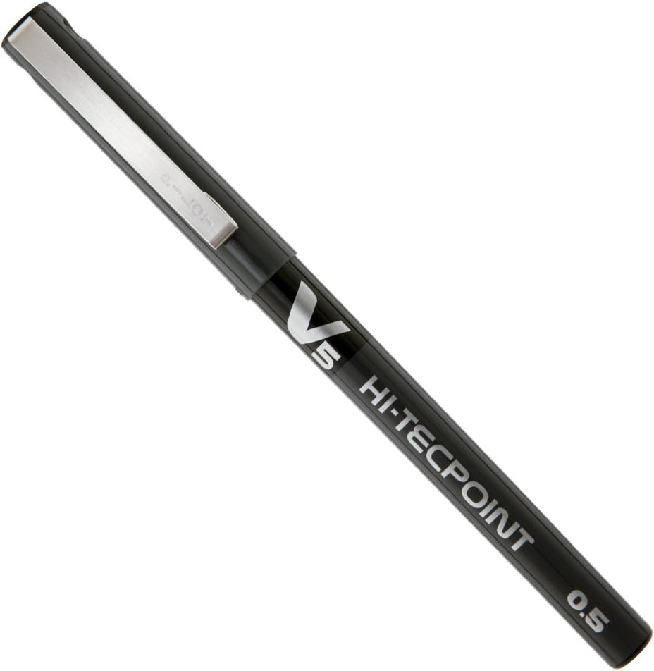 Pilot V5 Liquid Ink Rollerball 0.5 mm Tip - Black, Box of 12