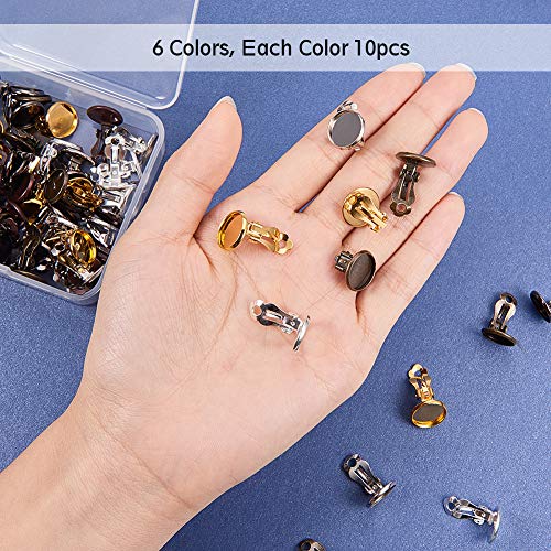 Ph Pandahall 60Pcs Clip-On Earring Converters 6 Colors Flat Back Tray Earring Clips Clip-On Earring With 12Mm Round Flat Pad Flat Round Clip-On Earring For Diy Non Pierced Earring Making #TOP1