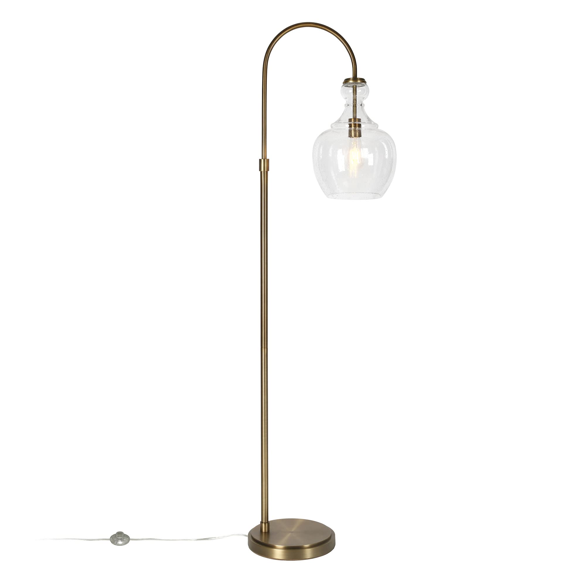 Henn&Hart Arc Floor Lamp with Glass Shade in Brass/Seeded