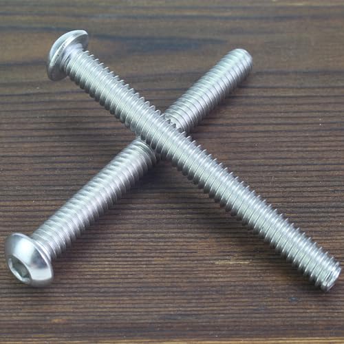 Image of 10 Pieces 1 /4-20 x 2-1 /2 inch Button Head Socket Cap Screws Bolts, HELIFOUNER 304 Stainless Steel (18-8) Screws, Bright Finish, Fully Threaded