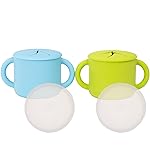 WeeSprout Snack Containers, Food Grade Silicone Cups, Spill-Proof Tops For Toddlers and Babies, Premium Hard Plastic Travel Lids, Dishwasher Safe, Set of 2 Snack Catchers