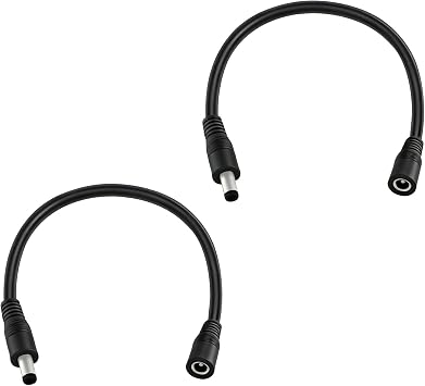 5.5mm x 2.1mm 1FT DC Power Extension Cable Male to Female 12V/24V 14AWG DC Connection Cable for CCTV Surveillance Camera Amplifiers LED Strip Lights Solar Panels Energy Storage Power Supply 2 pcs