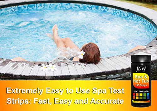JNW Direct Spa Test Strips for Hot Tubs - 100 Count, Best Kit for Accurate Water Quality Testing at Home, 5 in 1 Hot Tub Testing Strips, Free App & Ebook Included - Thumbnail 4