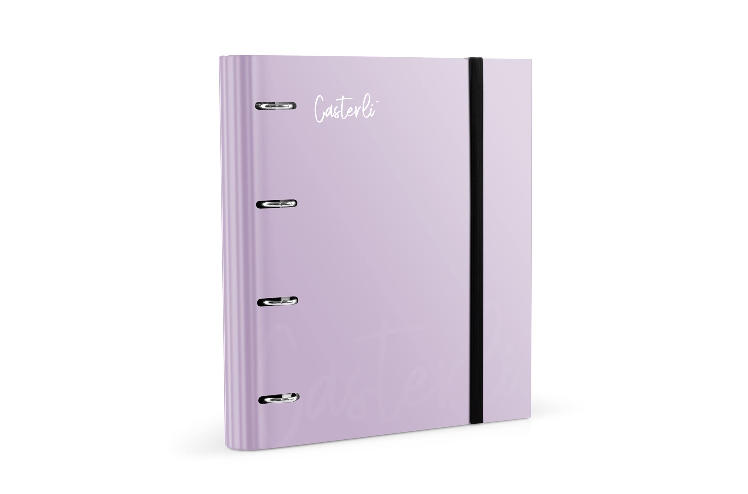 Casterli 72997 - Basic Die-Cut 4 Ring Binder, Matte Lined Cover, Size 320 x 275 x 40 mm, Assorted Colours, 40 mm Rings (Lilac)