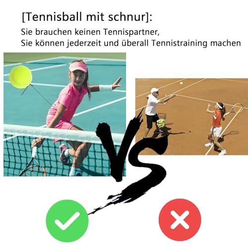 ClcIosis 4 Stück Tennisball Mit Schnur Twistball Ersatzball Ball An Der Schnur, Für Einzelübungen Tennisball Mit Elastic Rubber String, Anfänger-Trainingsball Selbstlernender Für Gerichte, 15 Jahre+