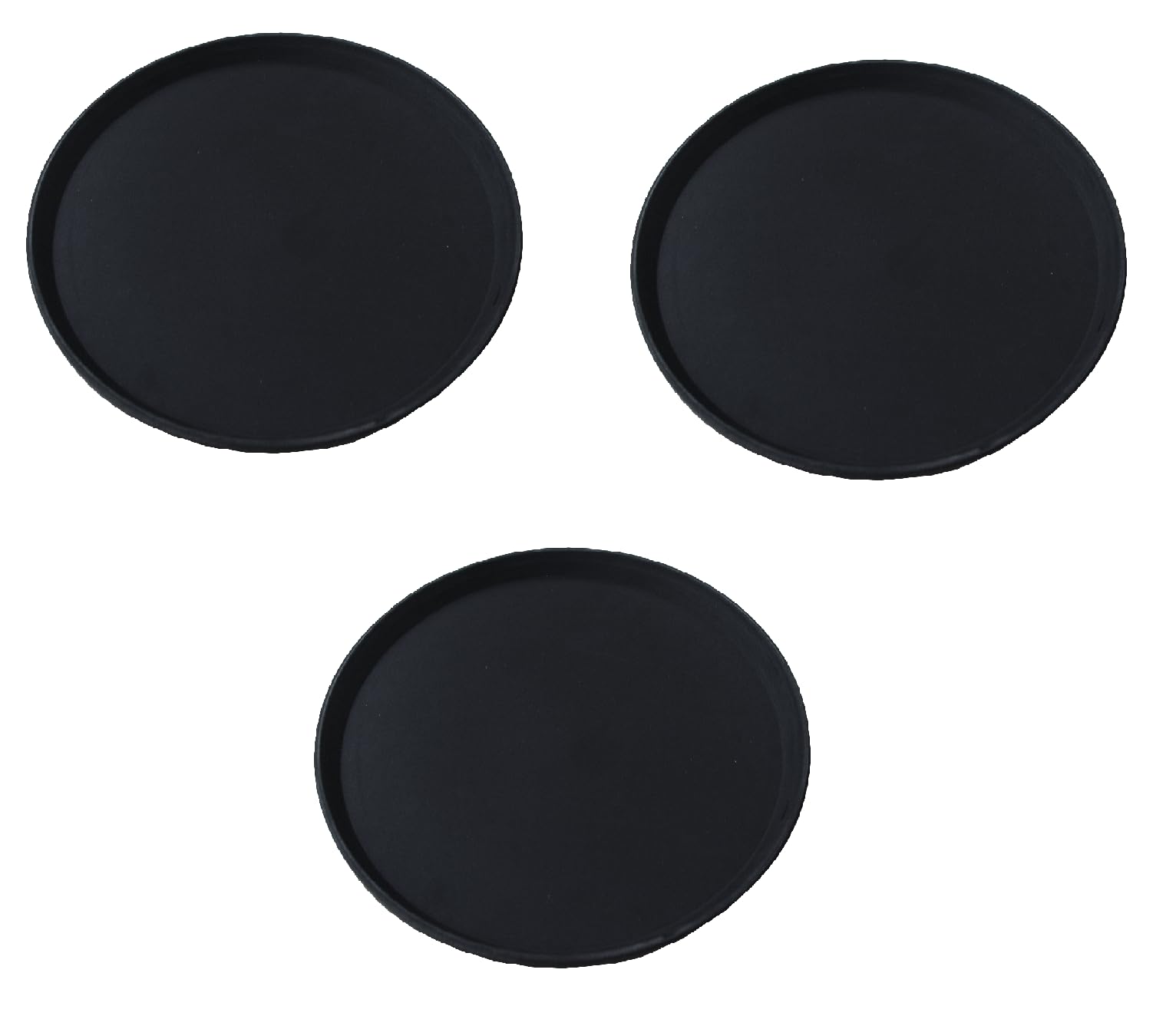 3 Vassoi Antiscivolo da Bar Rotondo 36 cm Superficie Gommata Professionale vassoio Nero per Servizio Tavoli in Polipropilene Alta Resistenza per Servire Bevande drink colazione in Sicurezza