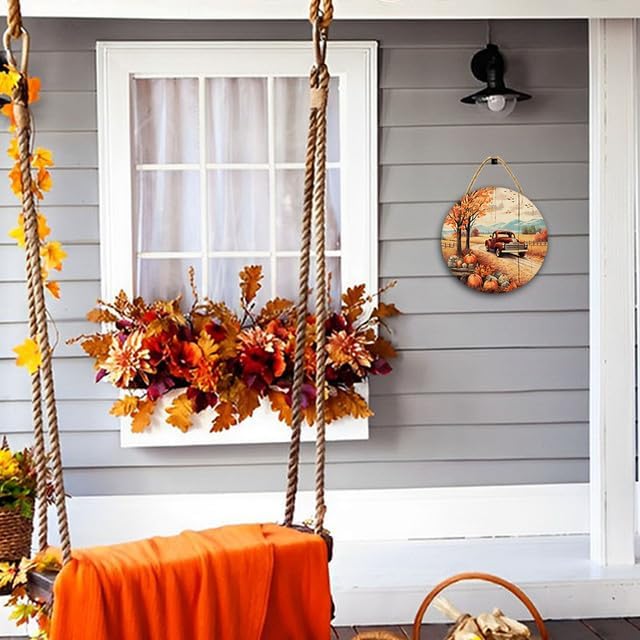 Miniatura 4 de -Letrero colgante de otoño de 11 x 11 pulgadas, letrero colgante de otoño de Acción de Gracias, decoración de madera, letrero colgante de otoño para